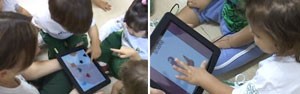 Crianças usam tablet em escola brasileira (Foto: Cristina Boeckel/G1)