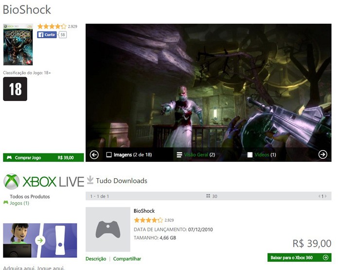 Página do título na Xbox LIVE Marketplace (Foto: Reprodução/André Mello)