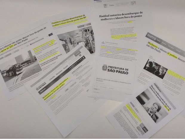 Ana Caroline imprimiu matérias com informações sobre a nova lei para mostrar aos motoristas de ônibus (Foto: Arquivo Pessoal/Ana Caroline de Almeida)