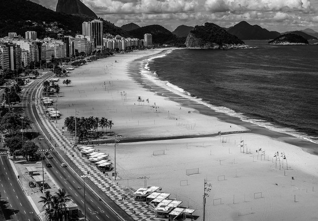 Praia vazia durante quarentena no Rio de Janeiro (Foto: Reprodução)
