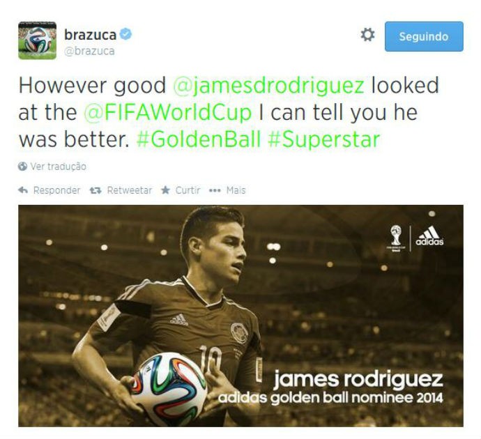 James Rodríguez está entre os melhores da Copa do Mundo