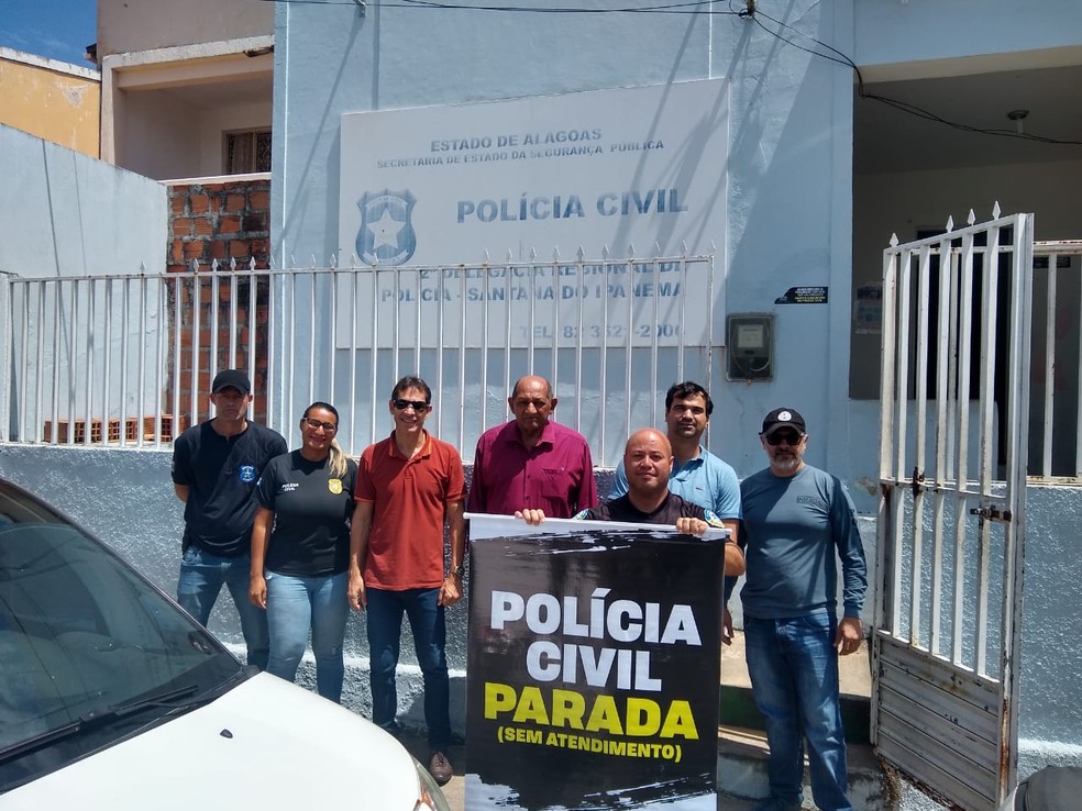 Policiais Civis visitam delegacias durante paralisação em AL — Foto: Divulgação/Sindpol-AL