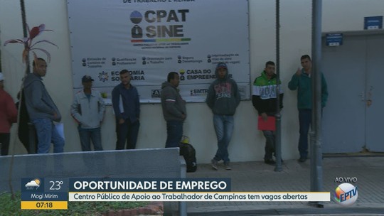 CPAT de Campinas oferece 12 vagas de emprego com salário de até R$ 1,4 mil; veja a lista