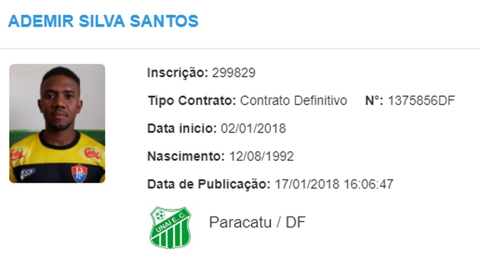 Ademir Silva Santos que teve passagem pela base do Benfica, de Portugal — Foto: Reprodução/CBF