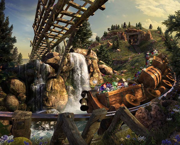 Uma montanha-russa leve e divertida leva toda a família para uma aventura na mina dos sete anões (Foto: Divulgação/Walt Disney World)
