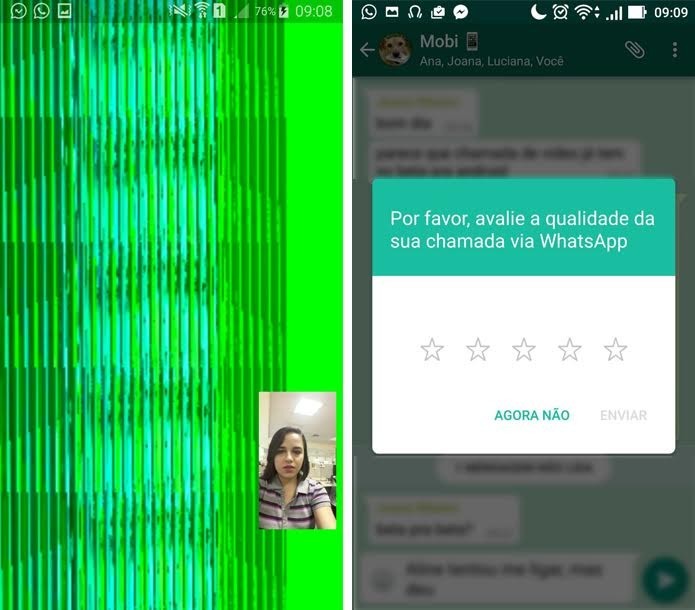 Chamada de vídeo do WhatsApp falha nos primeiros testes (Foto: Aline Batista/TechTudo)