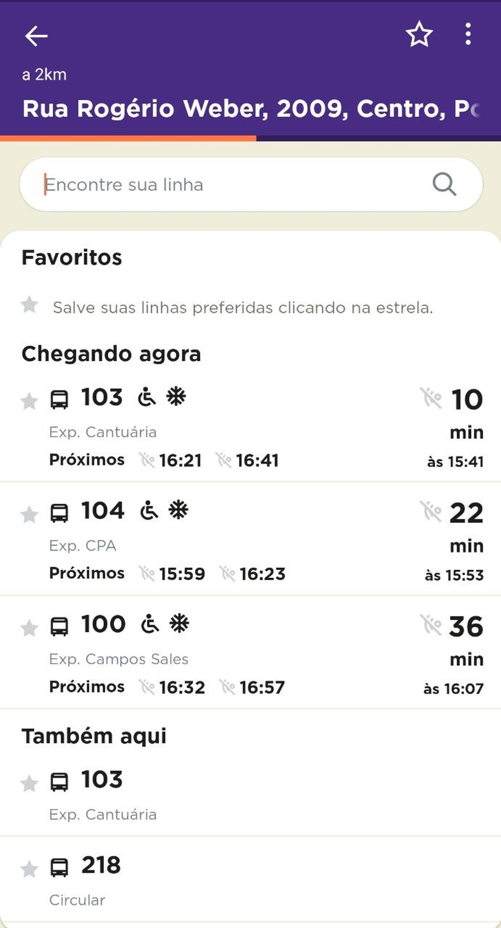 Aplicativo permite consultar tempo de espera até a chegada dos ônibus às paradas — Foto: Reprodução/Cittamobi