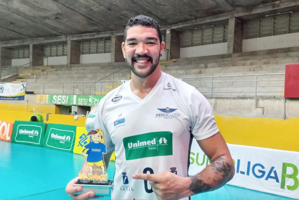 Robert, do Unimed/Aero, foi o destaque da vitória sobre o Vôlei Futuro — Foto: Divulgação