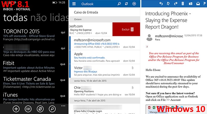 Outlook Mail ganhou melhorias consider?veis no Windows 10 (Foto: Reprodu??o/Elson de Souza)