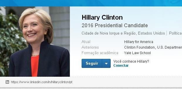 Hilary Clinton cria perfil no LinkedIn (Foto: Reprodução/Linkedin)