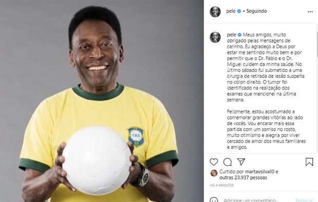 Publicação no Instagram de Pelé (Foto: Reprodução/Instagram)