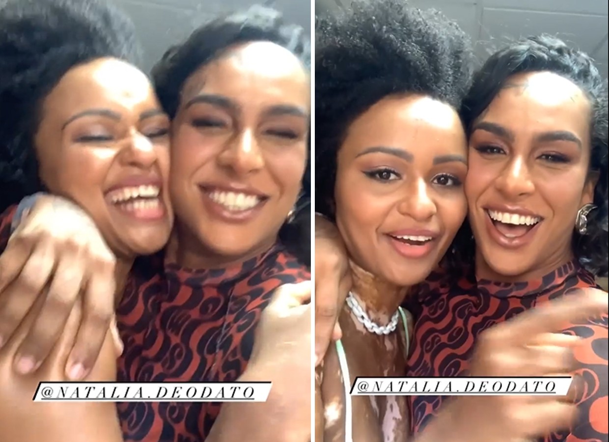 Linn da Quebrada e Natália Deodato se encontram em bastidores da Globo (Foto: Reprodução/Instagram)