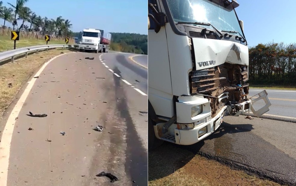 Motociclista atingiu caminhão na SP-250 em Capão Bonito — Foto: Capão Bonito Mil Grau/Divulgação