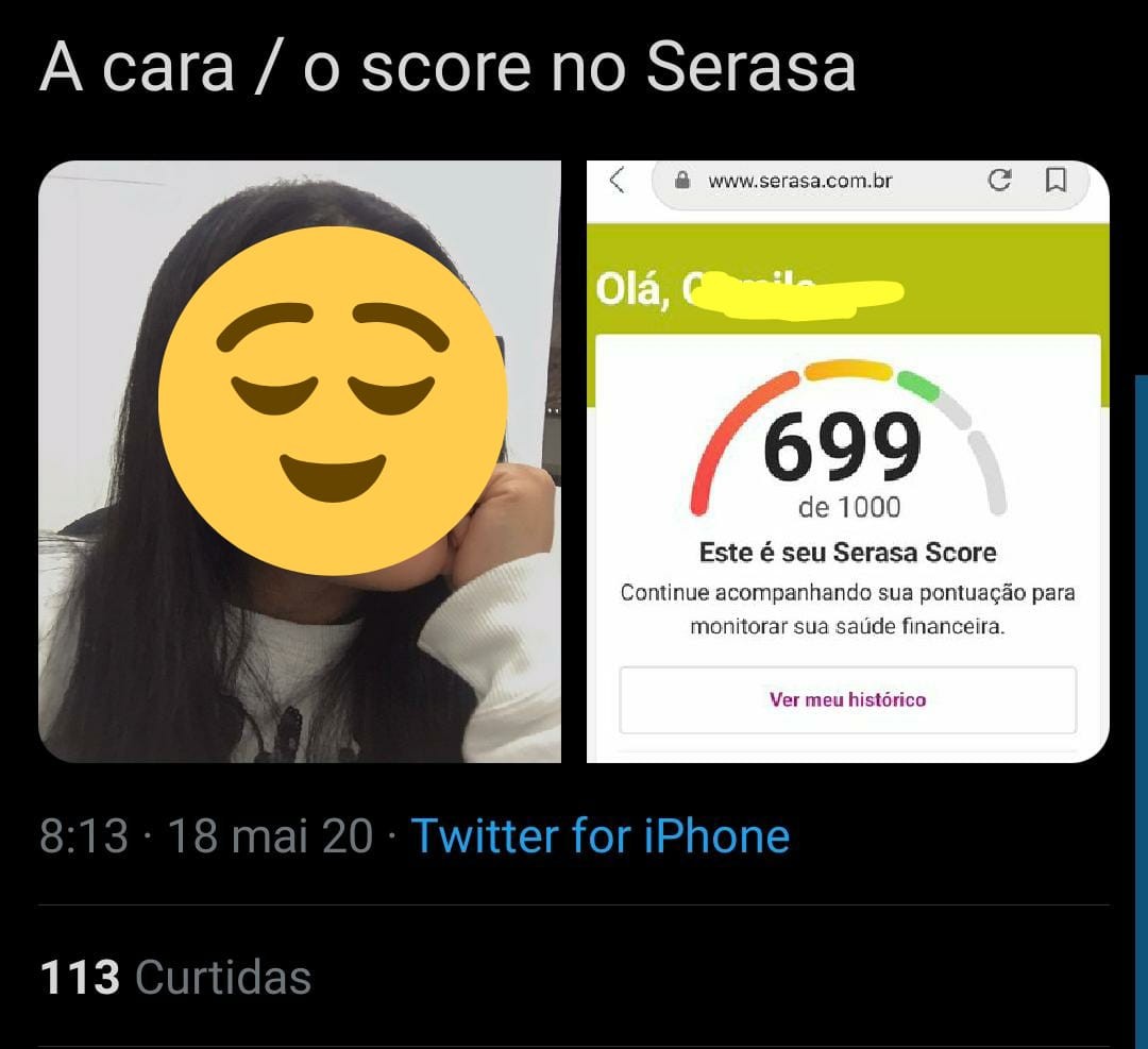 Score do Serasa viraliza (Foto: Reprodução/Twitter)