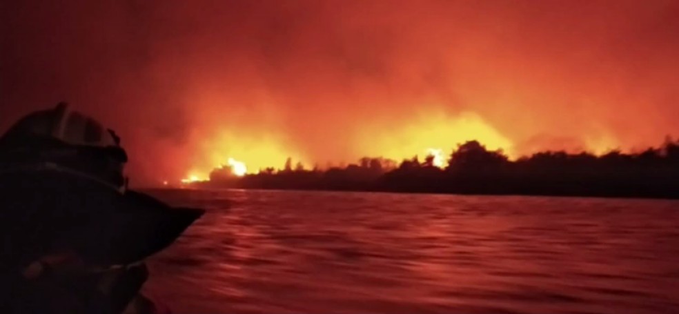 Incêndio no Pantanal do Mato Grosso do Sul, em imagem de arquivo — Foto: Reprodução/RPC