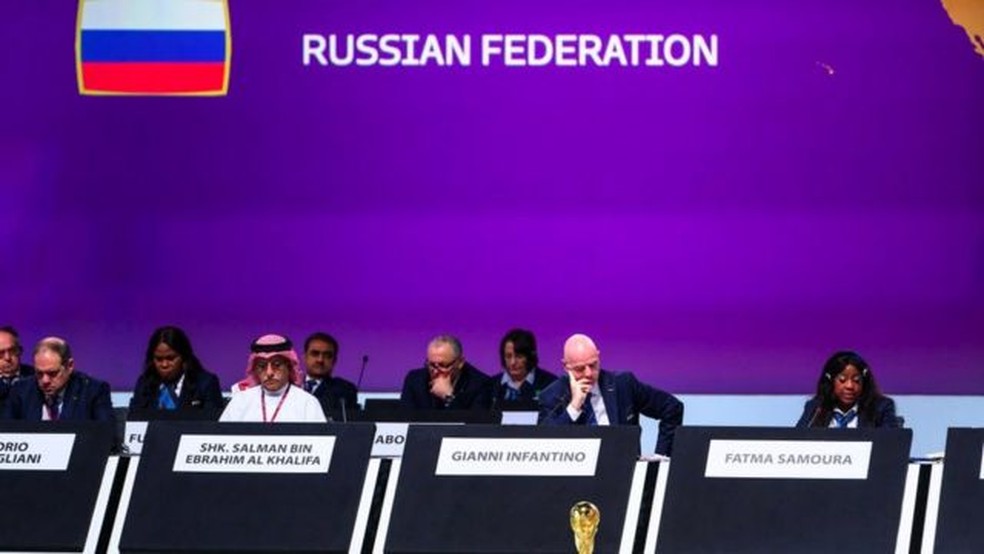 Fifa anunciou em fevereiro que Rússia foi expulsa da Copa do Mundo — Foto: Getty Images via BBC