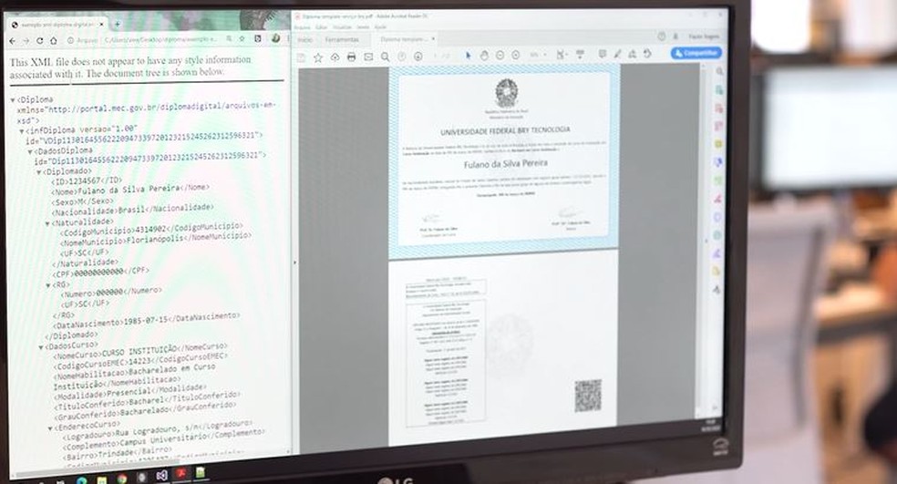 Diploma digital aos formandos em direito da UFSC  — Foto: Reprodução/ NSC TV