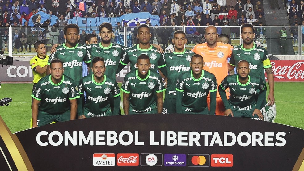 Palmeiras posado antes de duelo contra o Bolívar na Libertadores — Foto:  Cesar Greco/Palmeiras