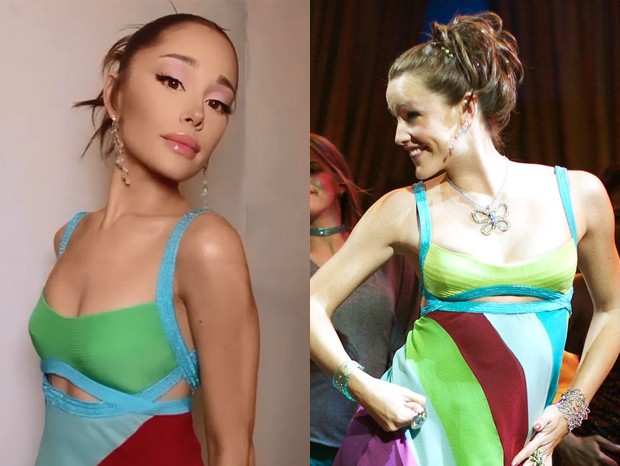 Ariana Grande usa look inspirado no vestido do filme De Repente 30 (Foto: Reprodução/Instagram e Divulgação)