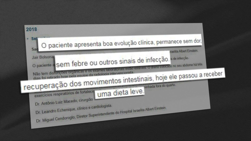 Boletim mÃ©dico de Jair Bolsonaro deste domingo (23) â€” Foto: ReproduÃ§Ã£o/GloboNews