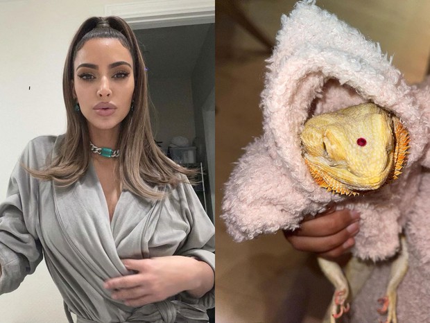 Kim Kardashian adota lagarto (Foto: Reprodução/Instagram)