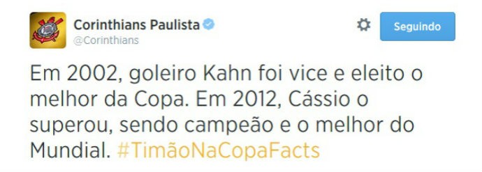 twitter Corinthians Cássio e kahn (Foto: Reprodução Twitter)