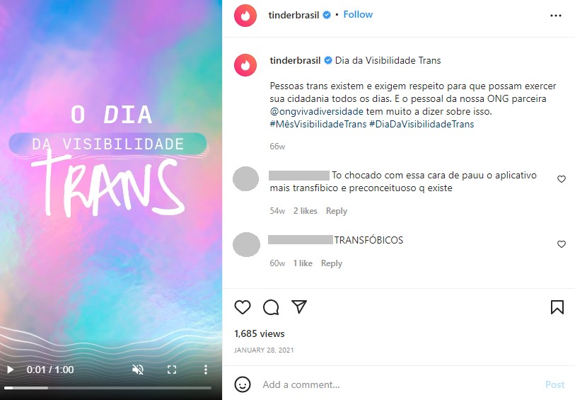 Nas redes sociais, Tinder faz campanhas contra LGBTfobia (Foto: Agência Pública)