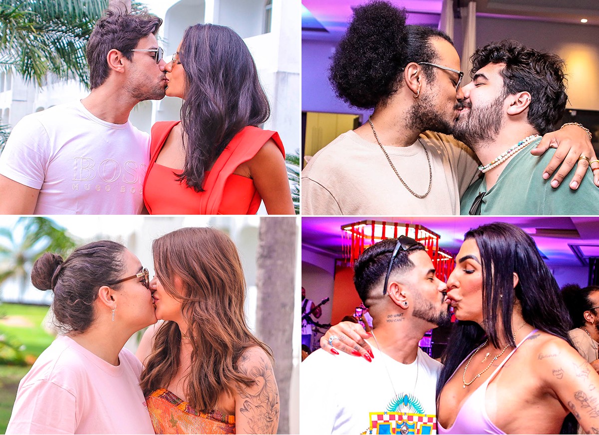 Casais de famosos se beijam em feijoada organizada por Thaynara OG (Foto: Thiago Duran e Amauri Nehn/BrazilNews)