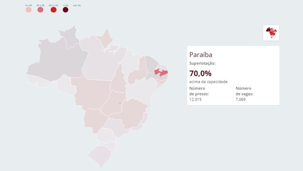 Superlotação registrada pelo Monitor da Violência em 2019, na Paraíba — Foto: Reprodução/G1