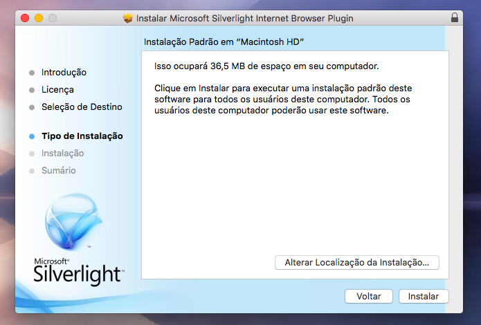 Instalando o Silverlight no Mac (Foto: Reprodução/Helito Bijora) 