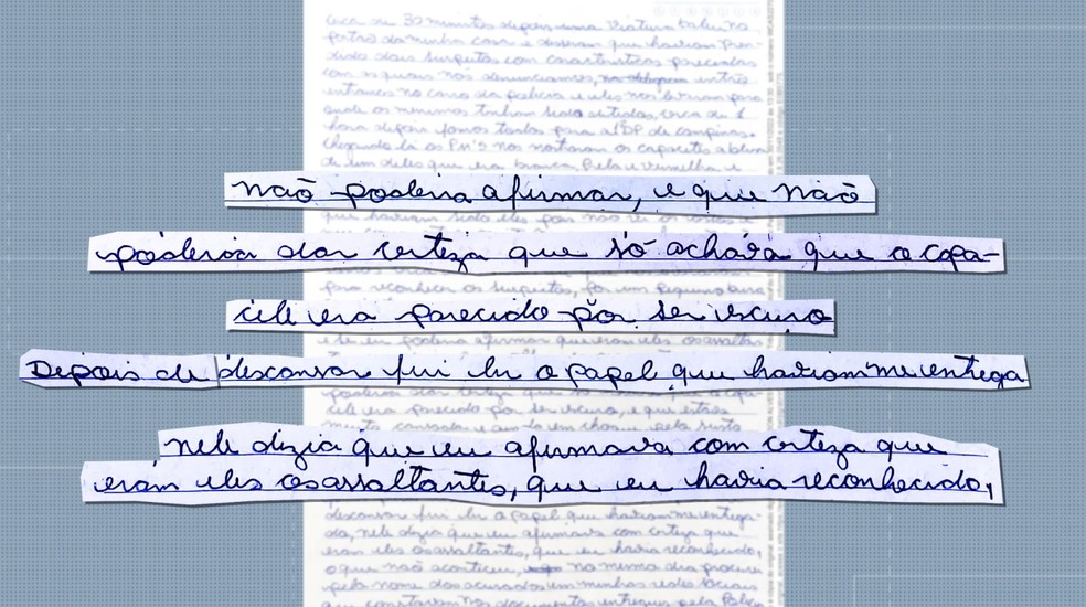 Vítima de tentativa de roubo fez carta para explicar que não havia identificado Guilherme como o criminoso — Foto: Reprodução/EPTV