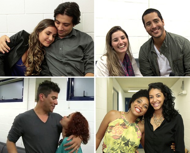 Raíza, Nando, Guto e Alessandra com seus amados (Foto: Tv Globo/ The Voice Brasil)