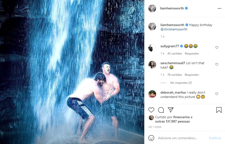 Chris Hemsworth é trolado pelos irmãos Liam e Luke em posts pelo