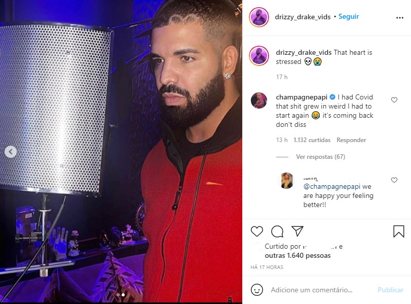 Drake diz que contrair Covid-19 fez seu cabelo crescer estranho  (Foto: Reprodução/Instagram)