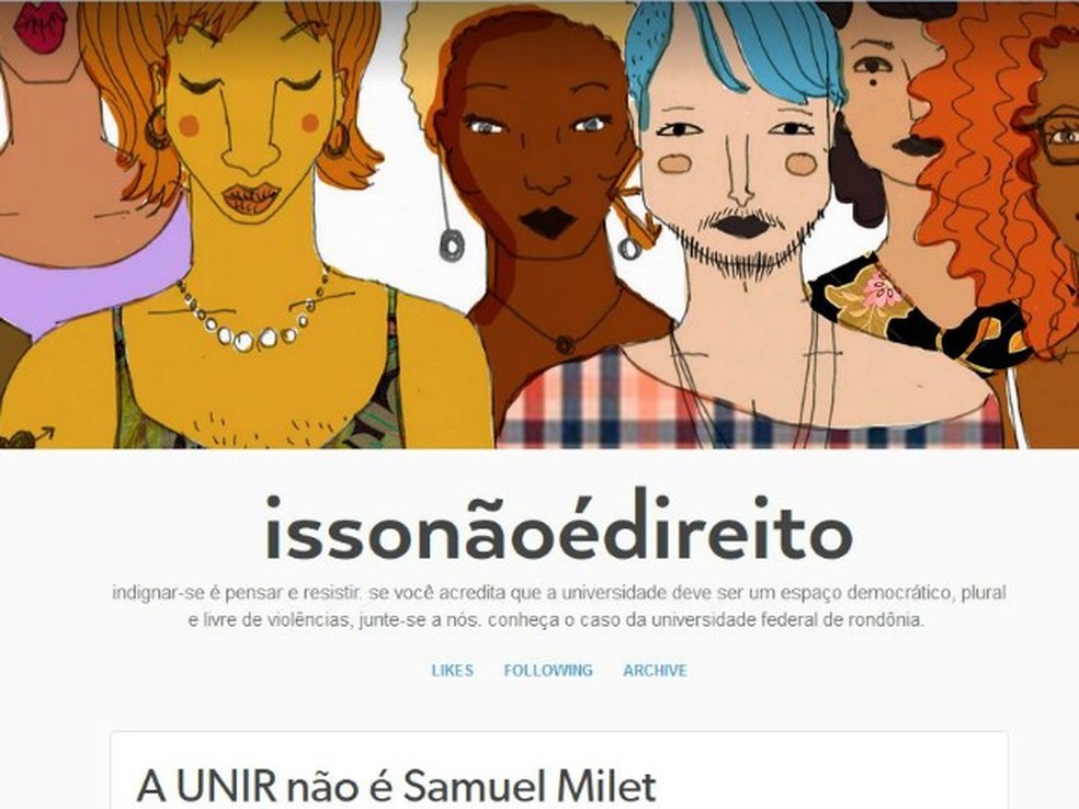 Alunos da Unir fizeram uma página em uma rede social para acompanhar o caso e todos os desdobramentos  — Foto: Tumblr/Reprodução