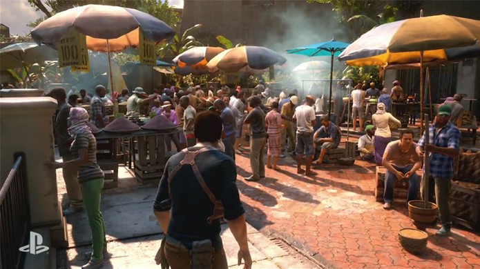Nathan Drake ficou parado por alguns instantes na demo de Uncharted 4 da E3 2015 (Foto: Reprodu??o/YouTube) (Foto: Nathan Drake ficou parado por alguns instantes na demo de Uncharted 4 da E3 2015 (Foto: Reprodu??o/YouTube))