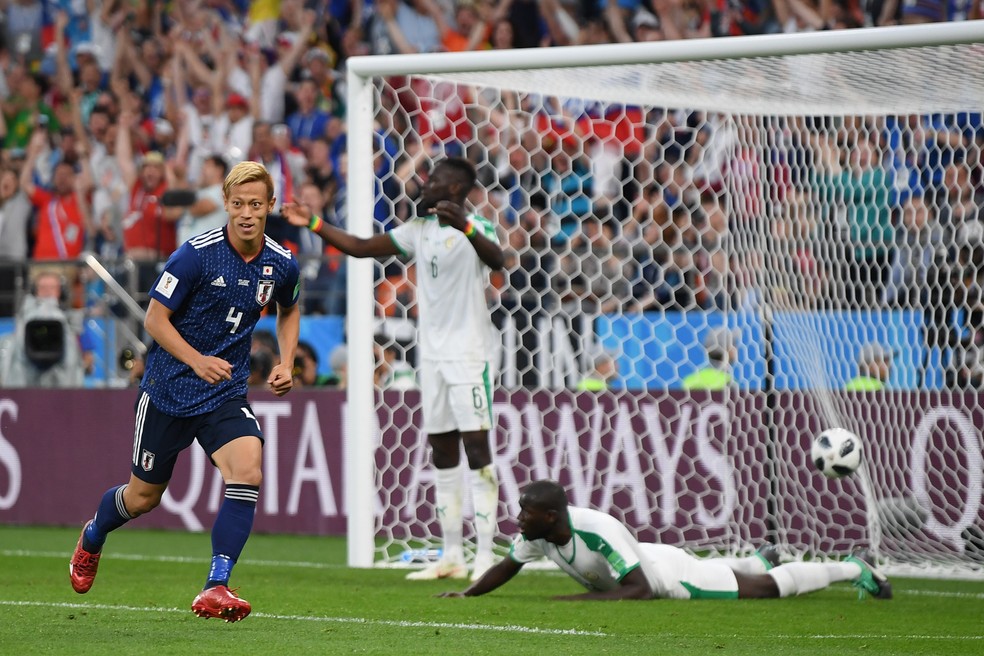 Gol de Honda em Japão x Senegal na Copa do Mundo de 2018 — Foto: Mike Hewitt/FIFA/Getty Images