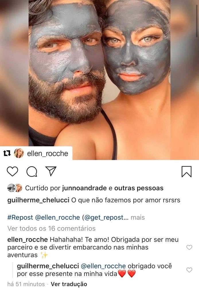 Guilherme Chelucci e Ellen Rocche trocam declarações pelo Instagram (Foto: Reprodução/Instagram)