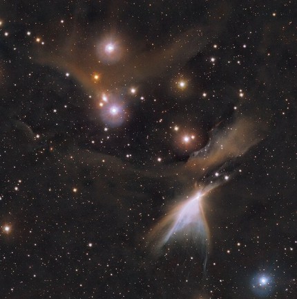 Uma visão infravermelha do objeto HH 909 na constelação de Camaleão — Foto: ESO/Meingast et al.