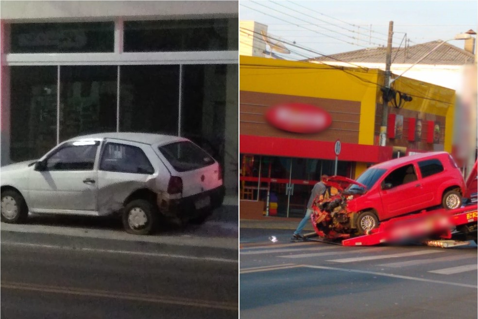 Carros se chocam em cruzamento no Centro de Itararé (SP) — Foto: Arquivo Pessoal