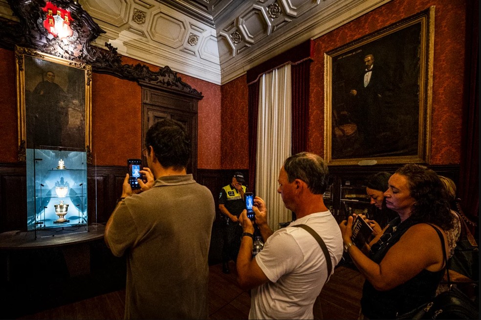 Exposição inédita do coração de D. Pedro I na cidade portuguesa do Porto. — Foto: Guilherme Costa Oliveira / Câmara Municipal do Porto