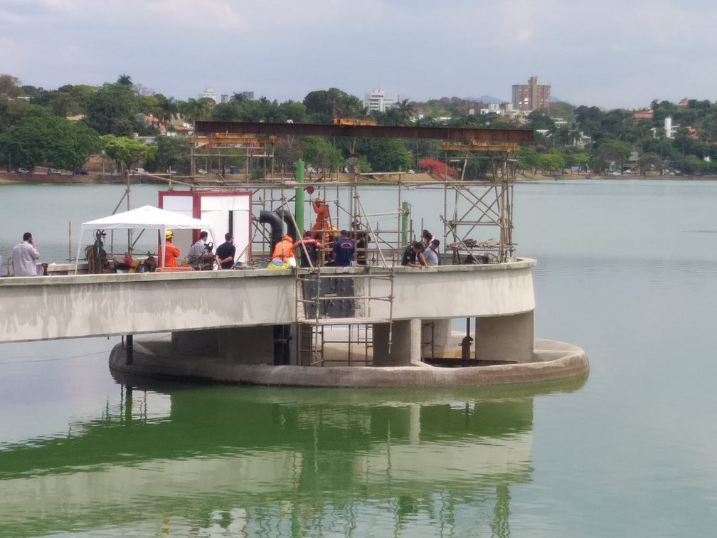 Explosão em vertedouro da Lagoa da Pampulha deixou três feridos  — Foto: Frederico Dávila/TV Globo
