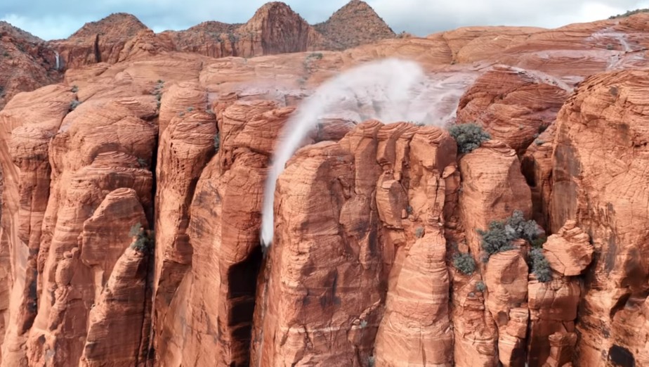 Vídeo mostra 'cascata invertida' no Utah, nos EUA