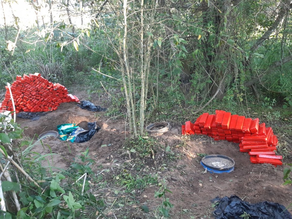  Polícia apreende maconha e skunk enterrados em sítio de Jafa, distrito de Garça — Foto: Polícia Militar/Divulgação