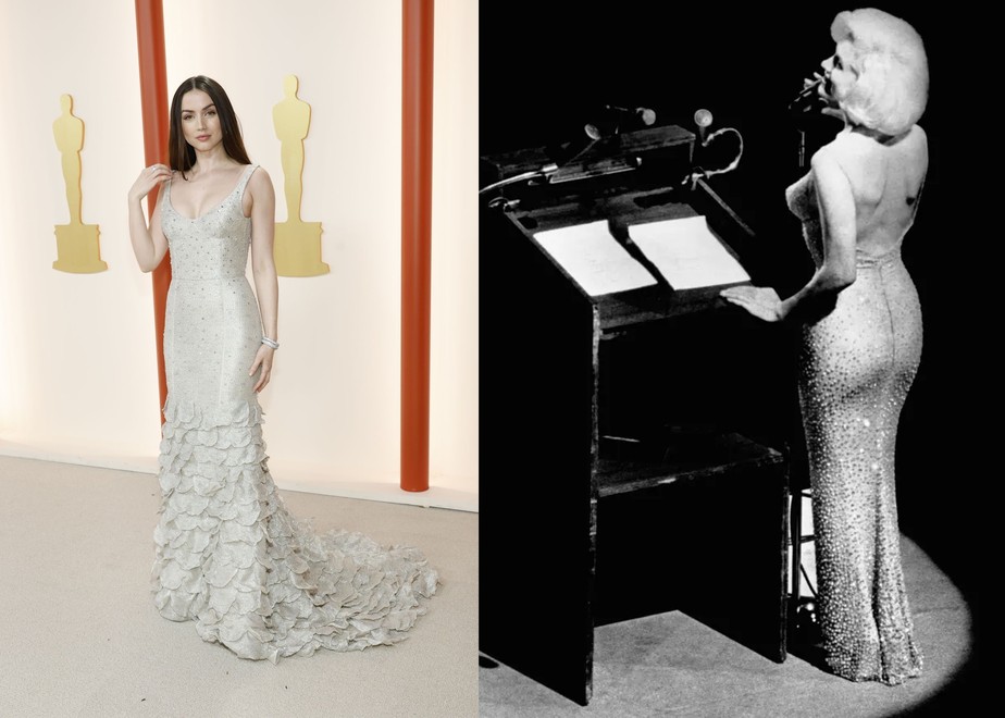 Ana de Armas se inspira em Marilyn Monroe para atravessar carpet no Oscar 2023