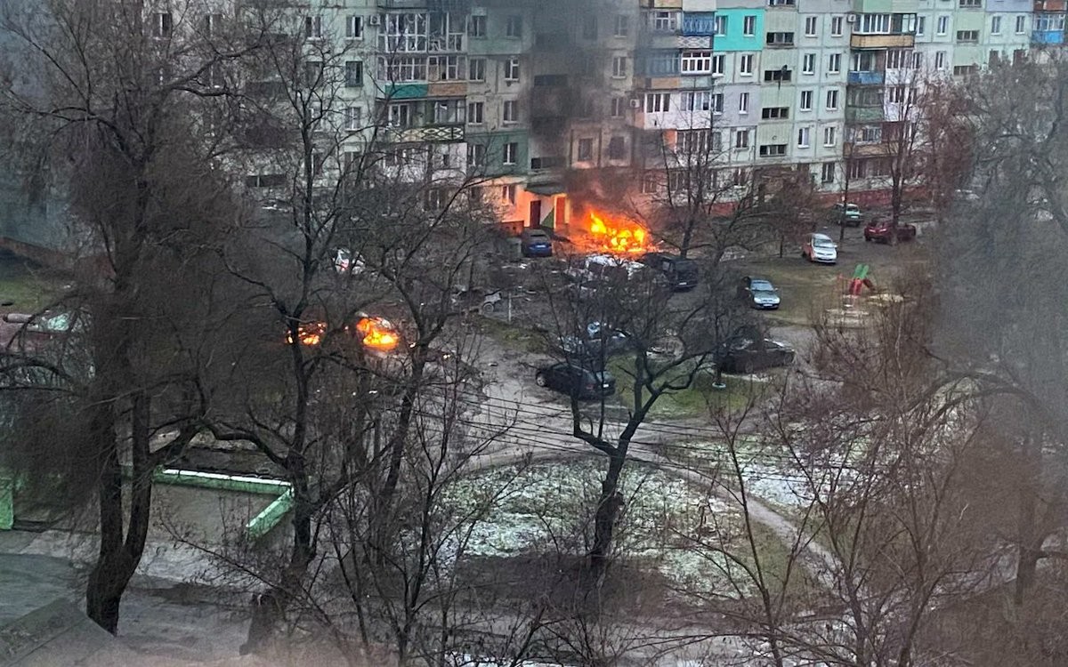 Ataques realizados na região de Mariupol, na Ucrânia (Foto: reprodução twitter)