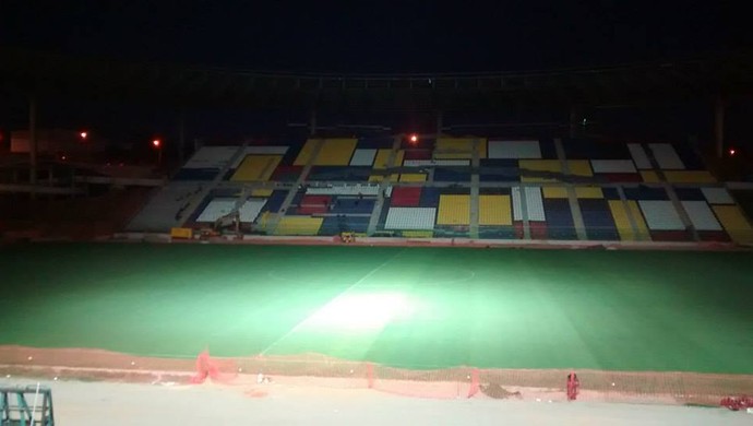 Estádio Kleber Andrade passa pelo primeiro teste de iluminação (Foto: Divulgação/Rio Branco A.C.)