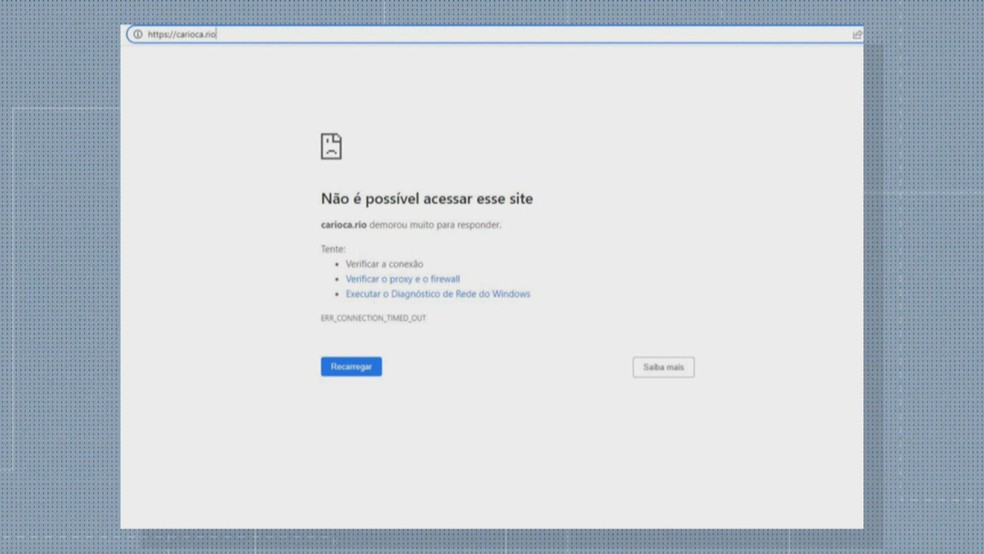 Serviços on-line da Prefeitura do Rio afetados por ataque hacker seguem fora do ar — Foto: Reprodução/ TV Globo