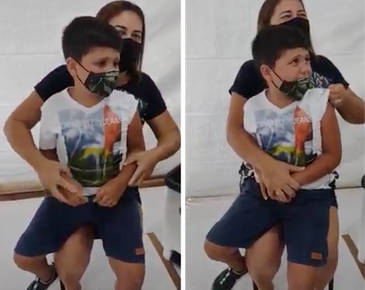 Menino grita "Vai, Corinthians" na hora de tomar a vacina contra a covid-19 e vídeo viraliza nas redes sociais