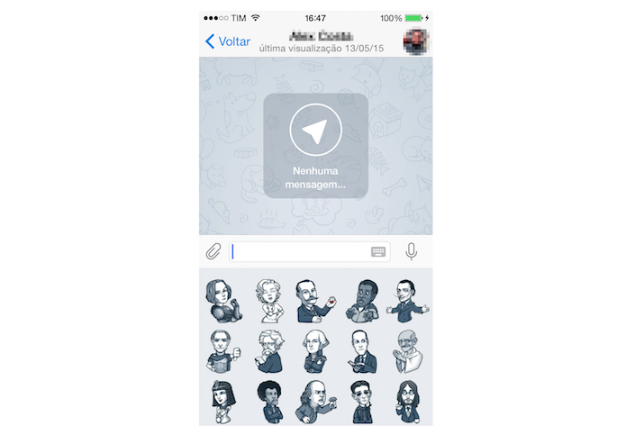 Enviando stickers no Telegram para iPhone (Foto: Reprodu??o/Marvin Costa)